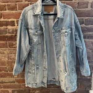American Eagle Oversized Ripped Jean Jacket